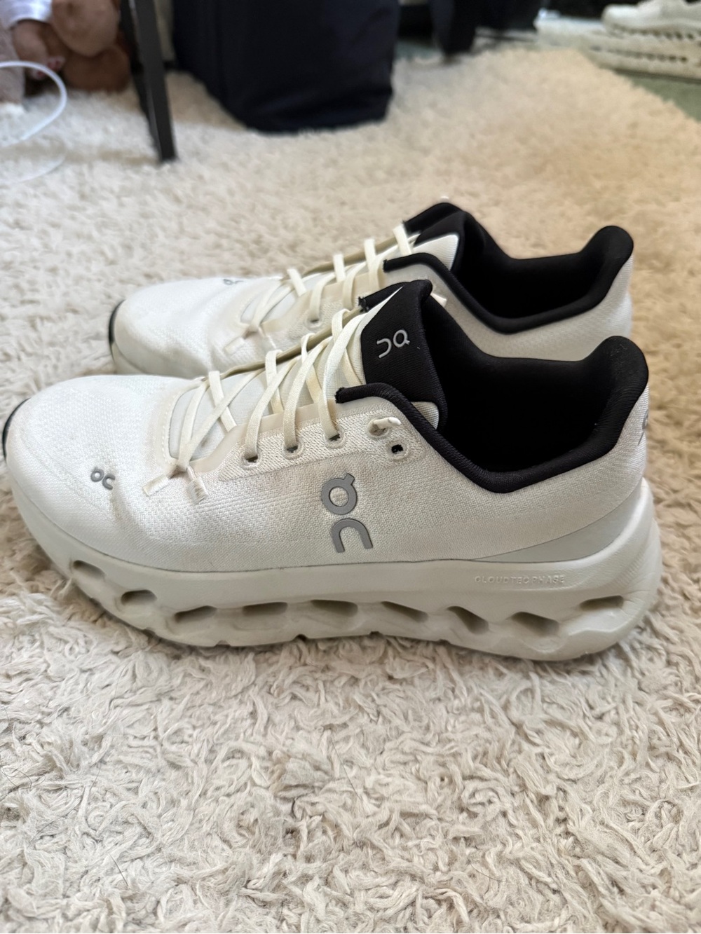 On Running White and Black Cloud-like Cushioned Sneakers